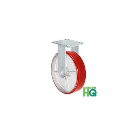 Casterhq 8"x2" Kingpinless Rigid Plate Caster, Polyurethane on Steel Wheel - 40CR820PU23V-03